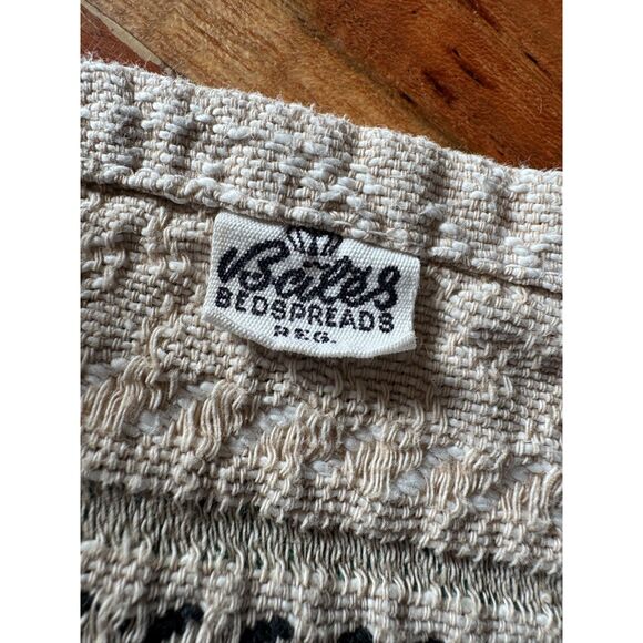 Vintage Bates Woven Plaid Bedspread USA Made Green Black Mid Century 96x84" - Picture 5 of 7